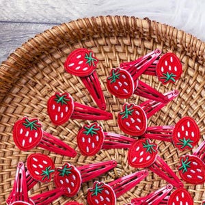 Strawberry Hair clips for Toddlers & Women, Strawberry Toddler Clips, Toddler Hair Clips, Strawberry Picking, Strawberry Hairclip