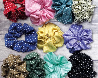 Polka Dot Scrunchies, Scrunchies, Women's Hair Scrunchies, Polka Dot Hair Accessories, Polka Dot Hair Ties, Polka Dot, Handmade Scrunchies