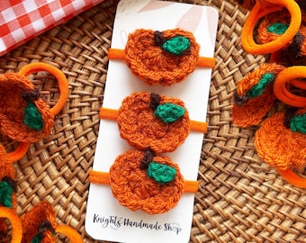 Elásticos de cabelo com tema de abóbora, faixas de cabelo com abóbora, elásticos de cabelo para o Halloween, faixas e laços de cabelo para meninas no outono, penteados de Halloween, elásticos de cabelo para o outono, acessórios de cabelo para crianças no outono