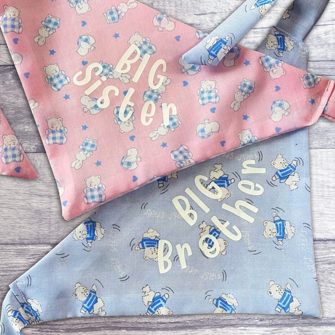 Big Brother Dog Bandana – Beige Flannel Scarf For Pregnancy Announcement, Pet Photo Prop, Small/Medium Dogs