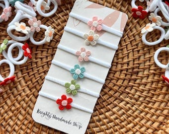 Toddler Flower Hair Ties, Toddler Hair Bands, Baby Hair Ties, Soft Hair Bobbles, Flowers Hair Ties, No Snag Bands