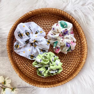 Sheep Scrunchies | Animal Print Scrunchies | Animal Hair Accessories | Farm Animals | Animal Scrunchies | Handmade Scrunchies