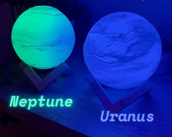 Planet Lamps - Ambient Lights - Neptune and Uranus Bundle - Real Satellite Data from NASA - Enchanting 3D Printed Lamps PLA - 16 Color LED