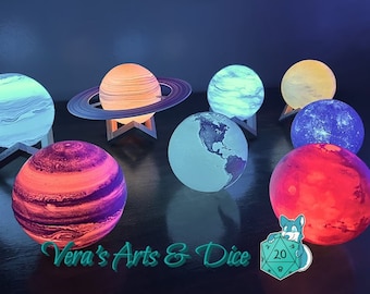 Planet Lamps - Sun Mercury Venus Earth Moon Mars Jupiter Saturn Uranus Neptune Pluto - Real Satellite Data from NASA | Ambient Lighting