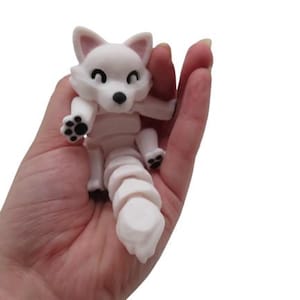 Arctic Fox - Elegant White Fox by Vera&#39;s Arts & Dice | 3D Printed Cute Figurine | Winter Woodland Decor | Gift for Fox Lovers | Fox Desk Toy
