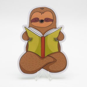 Light Reading Sloth Sticker | Laptop | Water Bottle | Bullet Journal | Notebook | Planner | Scrapbooking | Cute Animals | Sloth Stickers