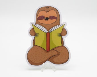 Light Reading Sloth Sticker | Laptop | Water Bottle | Bullet Journal | Notebook | Planner | Scrapbooking | Cute Animals | Sloth Stickers
