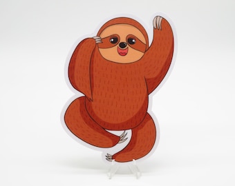 Dark Cheering Sloth Sticker | Laptop | Water Bottle | Bullet Journal | Notebook | Planner | Scrapbooking | Cute Animals | Sloth Stickers