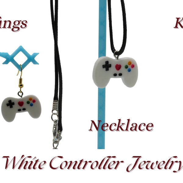 Sleek White Controller Jewelry Set by Vera's Arts & Dice - Modern Accessories for Gaming Enthusiasts