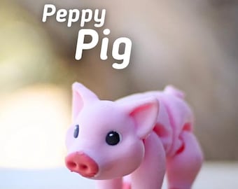 Peppy Pig – Juguete de cerdo articulado impreso en 3D / Mascota de escritorio articulada / Regalo sensorial / Hecho a mano por Vera's Arts & Dice