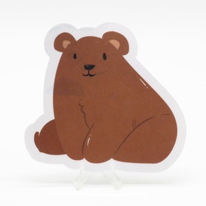Sticker ours pour ordinateurs portables, bouteilles d'eau, journaux, albums de coupures et agendas | Art animalier brun mignon par Vera's Arts & Dice