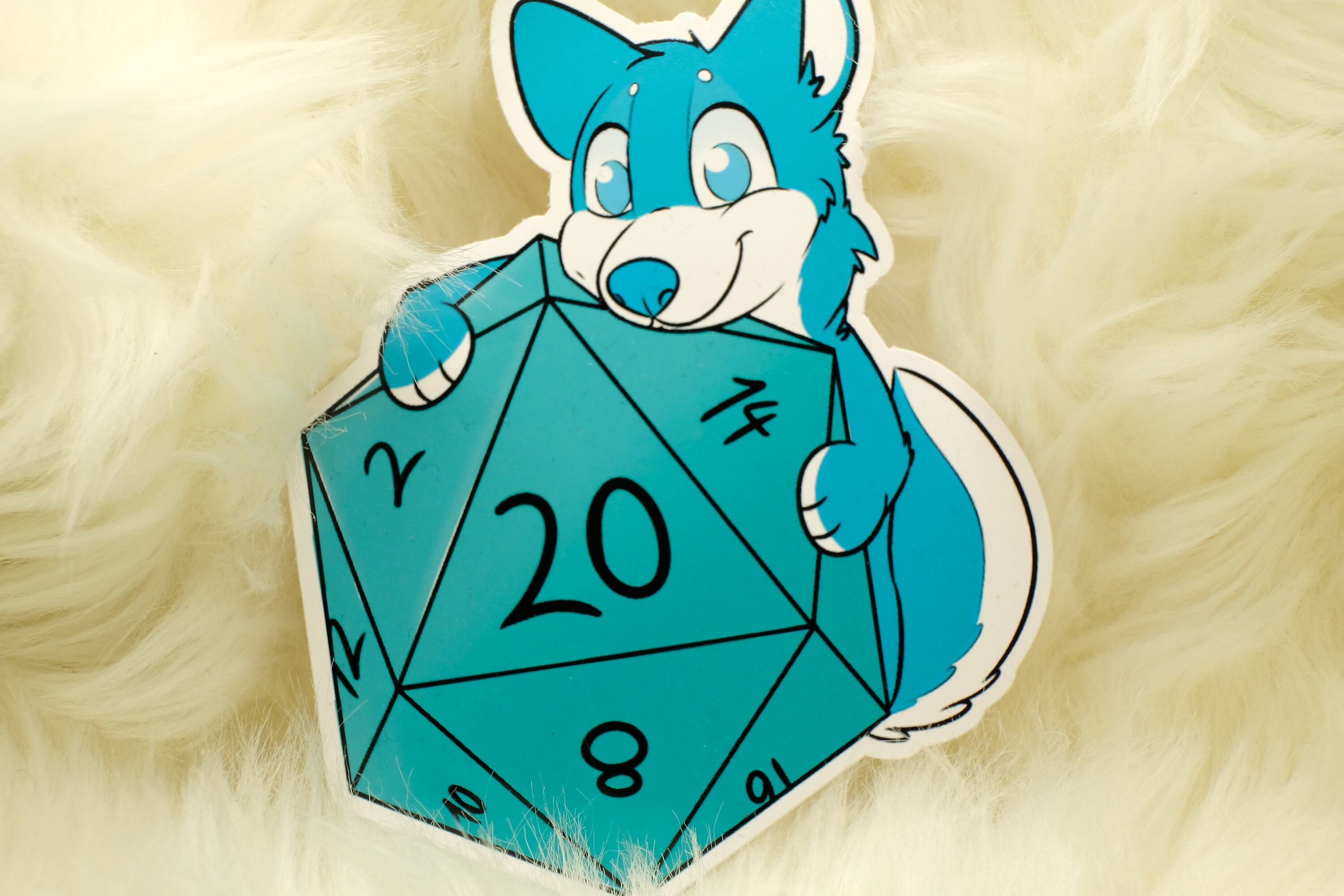 Cute Wolf Dice Sticker D20 Animal Teal Cute Furry | Etsy