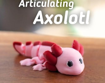 Articulating Axolotl – 3D Printed Flexible Fidget Toy | Cute Amphibian Desk Pet | Handmade by Vera's Arts & Dice