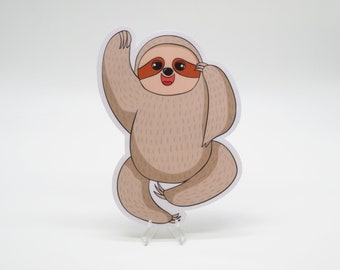 Light Cheering Sloth Sticker | Laptop | Water Bottle | Bullet Journal | Planner | Notebook | Scrapbooking | Cute Animals | Sloth Stickers