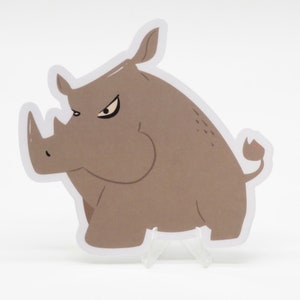 Rhinoceros Sticker for Laptops, Journals and Water Bottles | Safari Adorable Animal Decal for Scrapbooking by Vera&#39;s Arts & Dice