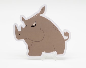 Neushoornsticker voor laptops, tijdschriften en waterflessen | Safari schattige dierensticker voor scrapbooking door Vera's Arts & Dice