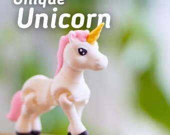 Unique Unicorn – 3D Printed Articulated Fidget Toy | Whimsical Fantasy Desk Pet | Handmade by Vera's Arts & Dice
