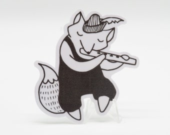 Flute Fox Sticker for Bullet Journals, Laptops, Notebooks and Scrapbooking - Cute Adorable Animal Art by Vera&#39;s Arts & Dice