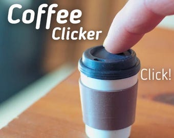Coffee Clicker – 3D Printed Articulated Coffee Cup Fidget Toy | To-Go Cup Stress Relief Gift | Handmade by Vera's Arts & Dice