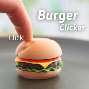 Hamburger Clicker – 3D Printed Articulated Burger Fidget Toy | Tasty Stress Relief | Handmade by Vera&#39;s Arts & Dice