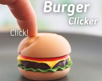 Hamburger Clicker – 3D Printed Articulated Burger Fidget Toy | Tasty Stress Relief | Handmade by Vera's Arts & Dice