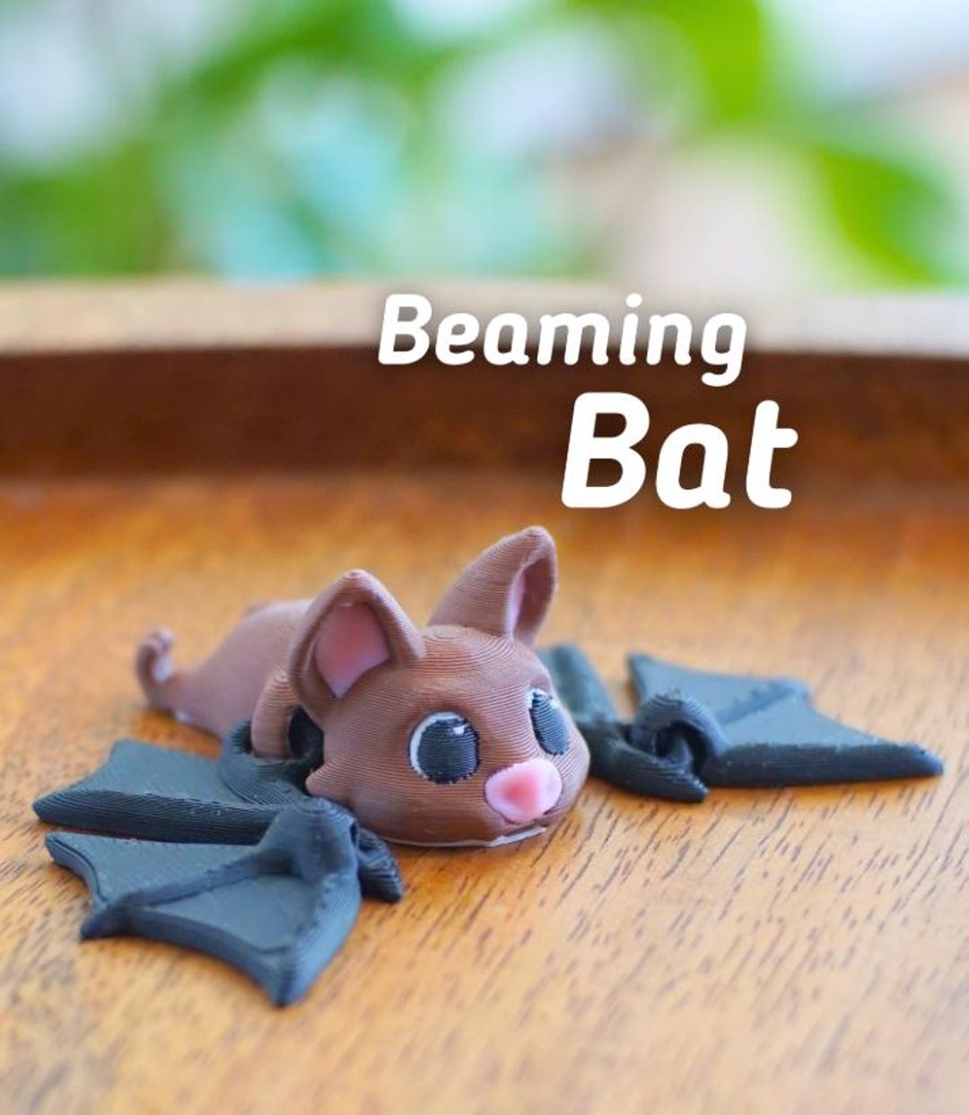 Beaming Bat Figurine – 3D Printed Cute Bat Desk Critter – Fun Gift ...