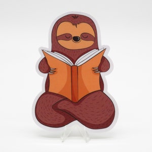 Dark Reading Sloth Sticker | Laptop | Water Bottle | Bullet Journal | Notebook | Planner | Scrapbooking | Cute Animals | Sloth Stickers