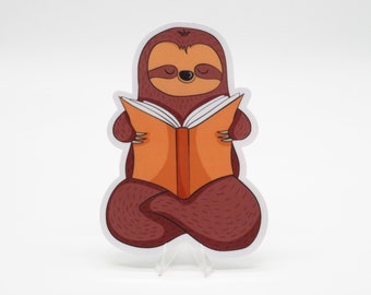 Dark Reading Sloth Sticker | Laptop | Water Bottle | Bullet Journal | Notebook | Planner | Scrapbooking | Cute Animals | Sloth Stickers