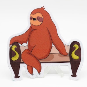 Sloth on Bench Sticker | Laptop | Water Bottle | Bullet Journal | Notebook | Planner | Journal | Scrapbooking | Cute Animal | Sloth Stickers