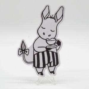 Sticker âne en sirotant du thé - Illustration animal mignon de la vie quotidienne pour ordinateurs portables, journaux, albums par Vera's Arts & Dice