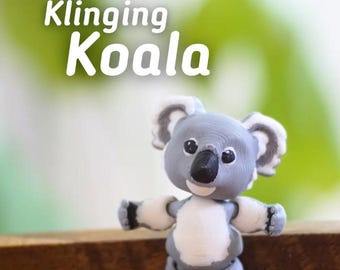 Klinging Koala Magnet – Magnetic Articulated 3D Printed Koala Fidget Toy | Cling to Surfaces | Handmade by Vera's Arts & Dice