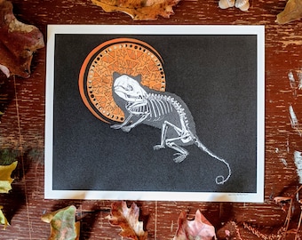 Opossum The Misunderstood 8x10 | Opossum Painting | Opossum Skeleton | Ink