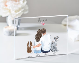 Couple and Pet Print, Family Print, Family Illustration, Our Family, Anniversary Gift, This is us Gift, Custom portrait