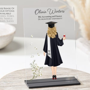 Afstudeercadeau voor haar | Klasse van 2024 | Afstudeercadeau voor dochter, zus, beste vrienden | Afstudeerportret | Gepersonaliseerde print | Acryl