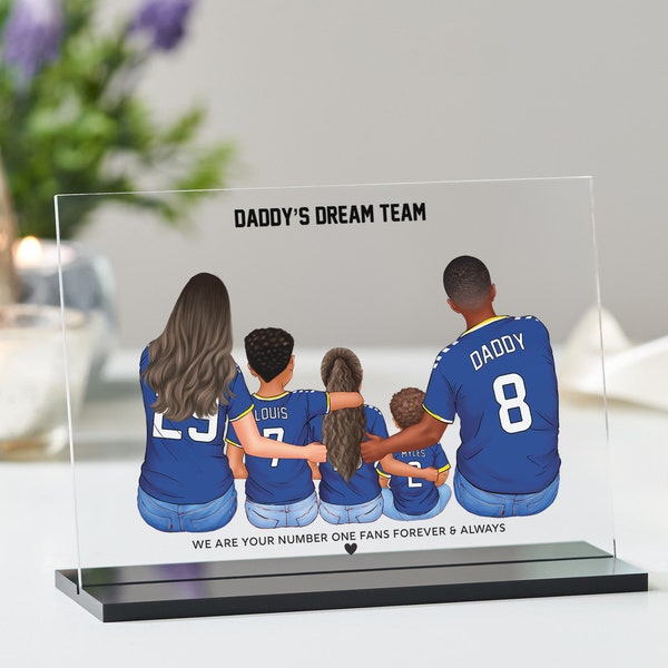 Impression de maillot de football fête des pères, impression de football familial personnalisé, fête des pères, cadeau pour papa, équipe de rêve des papas, plaque acrylique