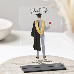 Afstudeercadeau voor mannen | Gepersonaliseerd afstudeercadeau voor zoon, Gradndon | Afstuderen | Afstudeerplaat | Doctoraatscadeau | 2024 | Scrollen