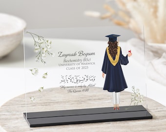 Muslim Graduation Gift, Any Year Personalised Graduation Gift for Her, Islamic Gift for Her, Class of 2023 Masters Graduation Acrylic Plaque