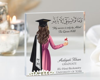 Muslim Graduation Gift, Islamic Gift for Her, Any Year Personalised Graduation Gift for Her, Class of 2023 Graduation Acrylic Plaque Block