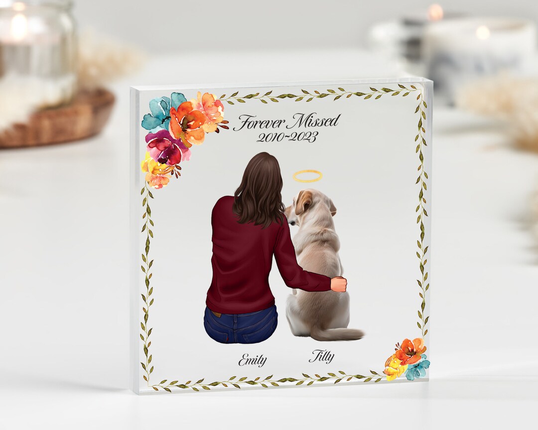 Forever Missed Pet Memorial Gift, Floral Pet Loss Memorial Plaque ...