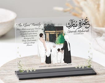 Personalised Umrah Mubarak Gift, Islamic Family Gift, Hajj, Ramadan Gift for Him, Islamic Acrylic Plaque Gift