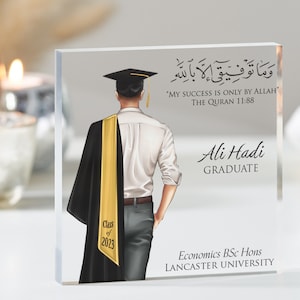 Muslim Male Graduation Gift | Personalised Graduation Gift for Him | Stylish Men&#39;s Graduation Mementos | Personalised Keepsake Gift Idea