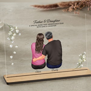 Regalo personalizado para papá, regalo de cumpleaños para papá, regalo personalizado para papá, flores impresas para padre e hija, regalo para el día del padre, regalo de la hija