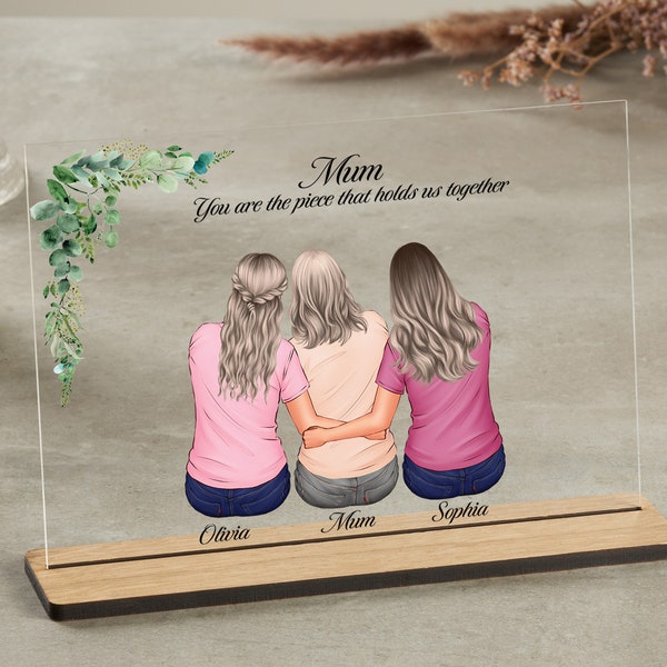 Cadeau mère de sa fille, impression personnalisée mère et filles avec eucalyptus, anniversaire de maman, fête des mères, cadeau des filles