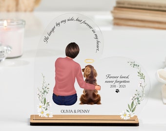 Dog Memorial Gift, Owner and Pet Custom Print, Dog Memorial Keepsake, Pet remembrance gift, Pet Loss Sympathy Present, Heart Acrylic Block