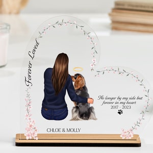 Memorial de perro, retrato de mascota con perro, regalo de perro de mejores amigos, regalo de recuerdo de perro, regalo de perro de mamá, regalo de perro de papá, pérdida de mascota, placa acrílica de corazón