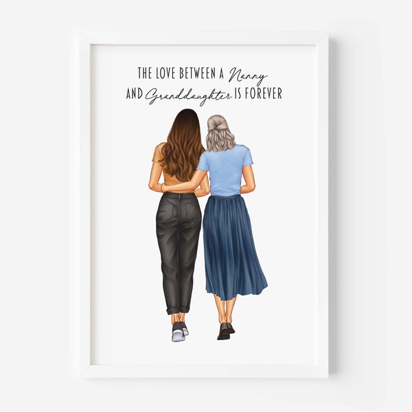 Nan and Grand Daughter Print | Mothers Day Gift for Nan | Mothers Day Print for Nan | Mothers Day Gift for Grandma | Family Print| Nan Print