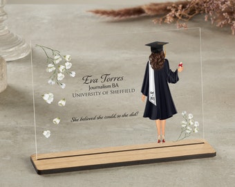 Graduation Gift 2023, Personalised Print, Congratulations, Grad Gift for Daughter, Sister, Best Friends, Graduation Acrylic Plaque and Stand