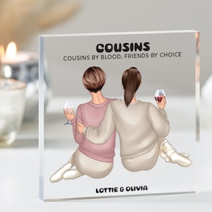 Impression personnalisée de cadeau de cousins, cadeaux de Noël pour cousine soeur, cadeaux pour cousins, cadeau d'anniversaire, 30e 40e 50e, Bloc acrylique