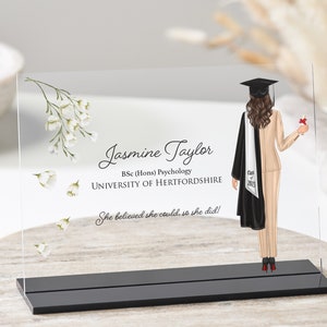 Presente de formatura para ela | Placa de acrílico de formatura | Presente de formatura personalizado | Presente de formatura para filha, irmã, melhor amiga, terno