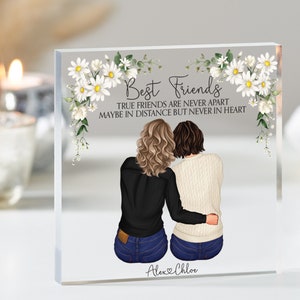 Personalised Best Friend Gift, Soul Sisters Gift, Sister, Christmas Gift for Friend, Coworker, Birthday Gift, 30th 40th Daisy Acrylic Block